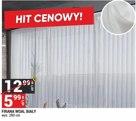 Firana woal biały promocja w Merkury Market