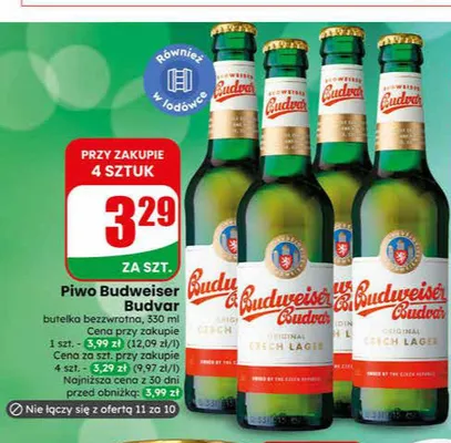 Piwo Budweiser Budvar butelka bezzwrotna promocja w Dino