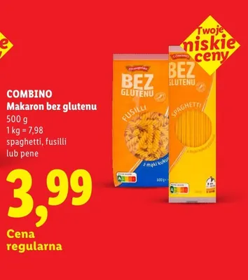 Makaron bez glutenu spaghetti Combino promocja w Lidl