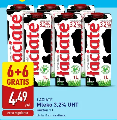 Mleko 3,2% UHT Łaciate promocja w Aldi