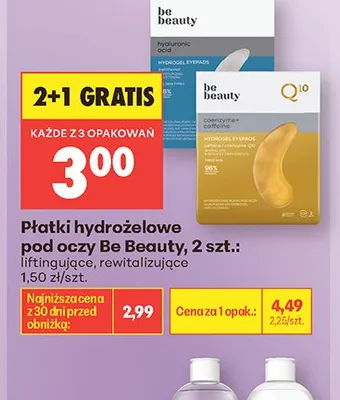 Płatki hydrożelowe pod oczy Be Beauty promocja w Biedronka