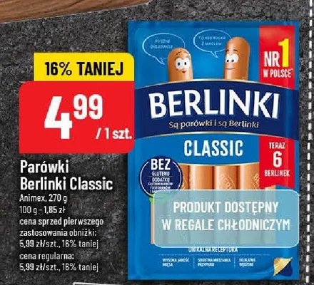 Parówki Berlinki Classic promocja w POLOmarket