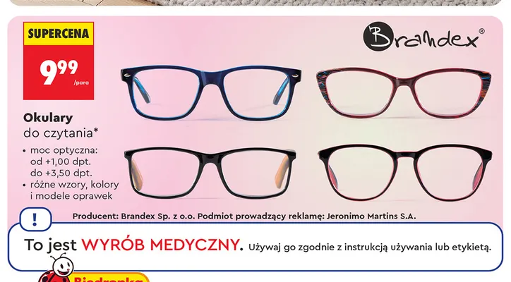 Okulary do czytania Brandex promocja w Biedronka