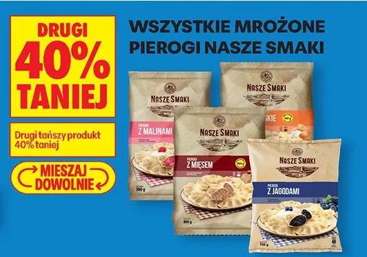 Wszystkie mrożone pierogi Nasze Smaki DRUGIE -40% promocja w Biedronka