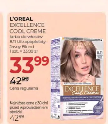 Farba do włosów L'Oreal Excellence Cool Creme 8,11 Ultra Popielaty Jasny Blond promocja w Drogerie Jawa