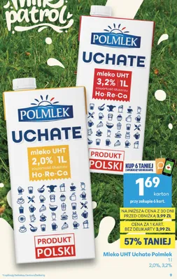 Mleko UHT Uchate Polmlek 3,2% promocja w Delikatesy Centrum