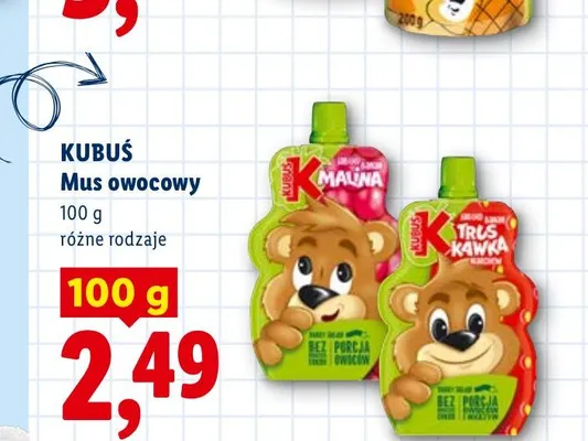 Mus owocowy Kubuś truskawka promocja w Lidl