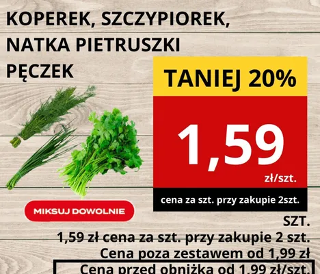 Koperek, szczypiorek, natka pietruszki pęczek promocja w Supeco