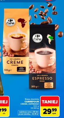 Kawa ziarnista Carrefour Extra Creme promocja w Carrefour