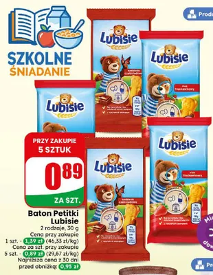 Baton Petitki Lubisie z musem truskawkowym promocja w Dino