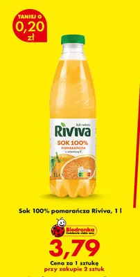 Sok 100% pomarańcza Riviva promocja w Biedronka