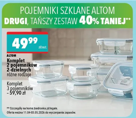 Komplet 2 pojemników 2-dzielnych różne rodzaje promocja w Biedronka Home