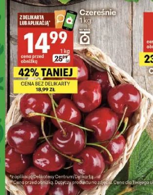 Czereśnie promocja w Delikatesy Centrum