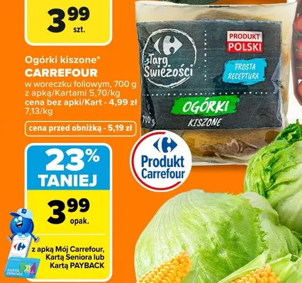 Ogórki kiszone w woreczku foliowym Carrefour Targ Świeżości promocja w Carrefour
