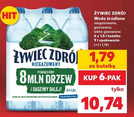 Woda źródlana lekko gazowana 6-pak promocja w Kaufland