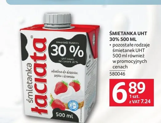 Śmietanka UHT Łaciata 30% promocja w Selgros