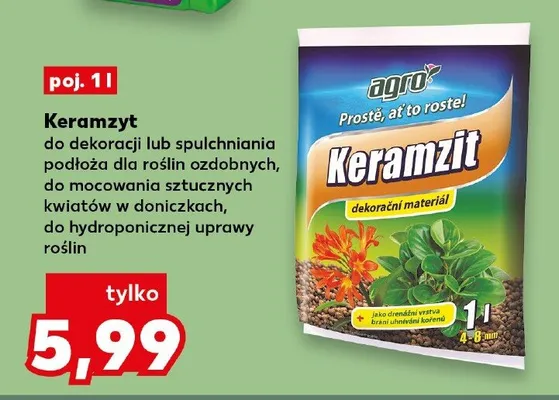 Keramzyt Agro do dekoracji lub spulchniania podłoża promocja w Kaufland