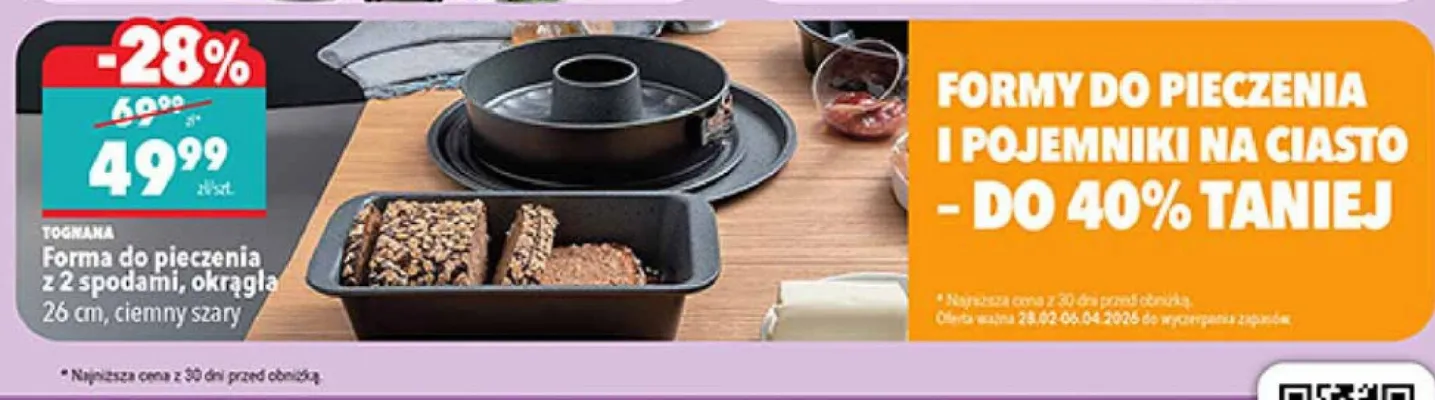 Forma do pieczenia z 2 spodami, okrągła 26 cm, ciemny szary promocja w Biedronka