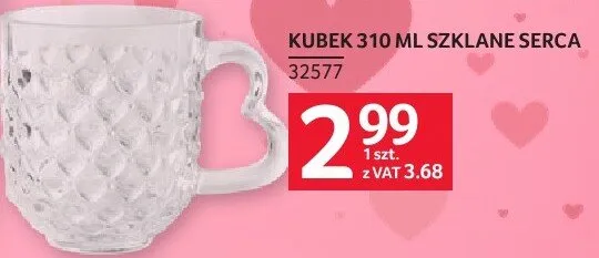Kubek 310ml szklane serca promocja w Selgros