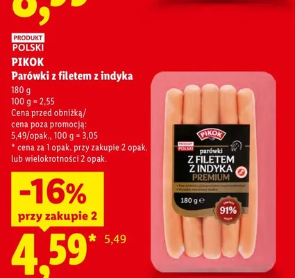 Parówki z filetem z indyka Pikok promocja w Lidl