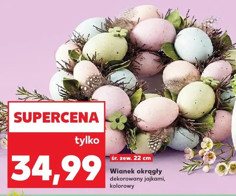 Wianek okrągły dekorowany jajkami kolorowy promocja w Kaufland