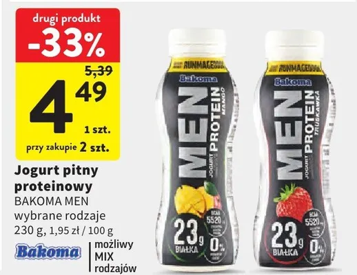 Jogurt pitny proteinowy Bakoma Men promocja w Intermarche