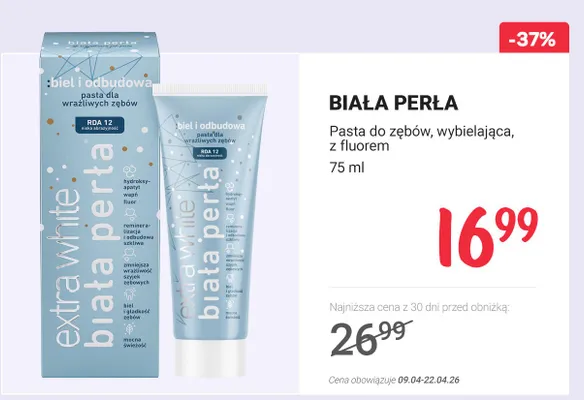 Pasta do zębów, wybielająca, z fluorem promocja w Rossmann