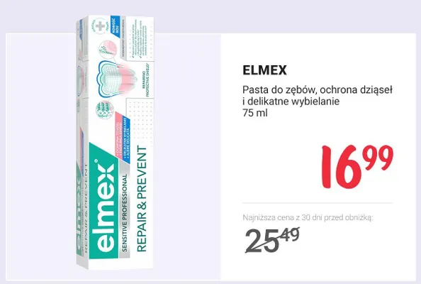 Pasta do zębów Elmex Sensitive Professional Repair & Prevent ochrona dziąseł i delikatne wybielanie promocja w Rossmann
