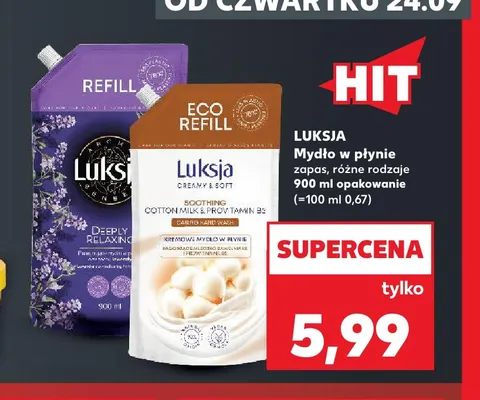 Mydło w płynie zapas Luksja Creamy & Soft Cotton Milk & Provitamin B5 promocja w Kaufland