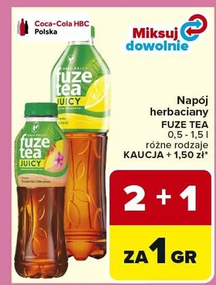 Napój herbaciany Fuze Tea różne rodzaje promocja w Carrefour