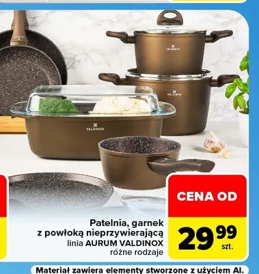 Patelnia, garnek z powłoką nieprzywierającą Aurum Valdinox promocja w Carrefour