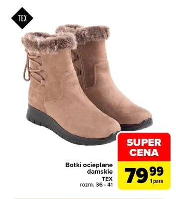 Botki ocieplane damskie TEX promocja w Carrefour