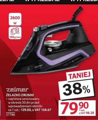 Żelazko ZELMER ZIR2600 2600W 180g/min promocja w Selgros