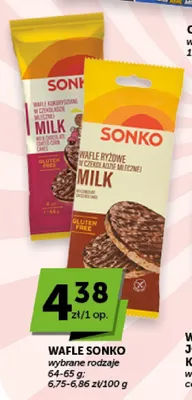 Wafle ryżowe w czekoladzie mlecznej Sonko promocja w Groszek