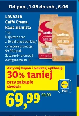 Kawa ziarnista LAVAZZA Caffé Crema promocja w Lidl