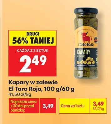 Kapary w zalewie El Toro Rojo promocja w Biedronka