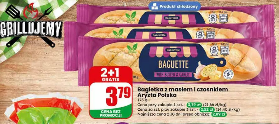 Bagietka z masłem i czosnkiem Aryzta Polska promocja w Dino