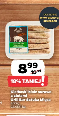 Kiełbaski białe surowe z ziołami Grill Bar Sztuka Mięsa promocja w Netto