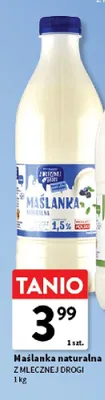 Maślanka naturalna Z Mlecznej Drogi promocja w Intermarche