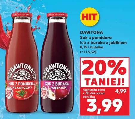 Sok z pomidora lub z buraka z jabłkiem promocja w Kaufland