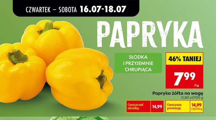 Papryka żółta na wagę promocja w Biedronka