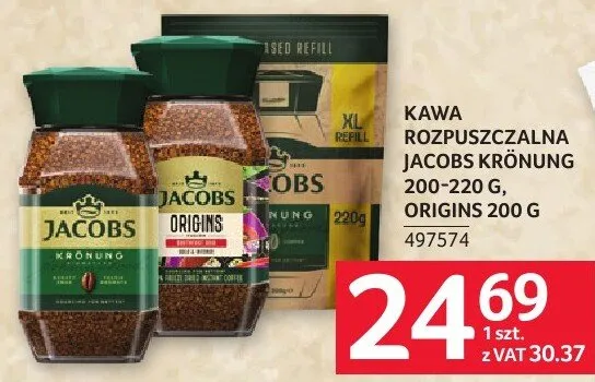 Kawa rozpuszczalna Jacobs Kronung 200g Origins 200g promocja w Selgros