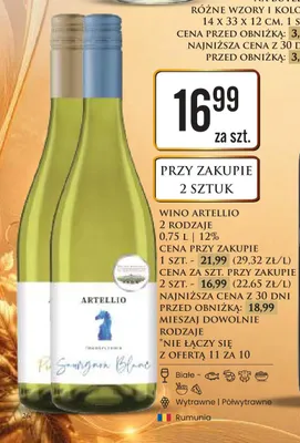 Wino Artellio białe wytrawne promocja w Dino