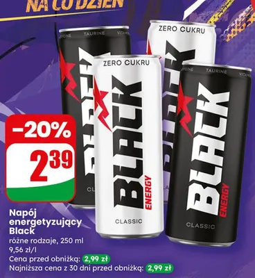 Napój energetyzujący różne rodzaje promocja w Dino