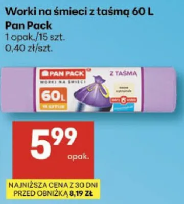 Worki na śmieci z taśmą 60 L promocja w Delikatesy Centrum