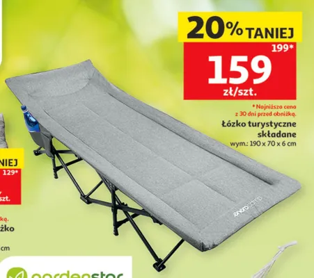 Łóżko turystyczne składane enerocamp wym.: 190x70x6cm promocja w Auchan