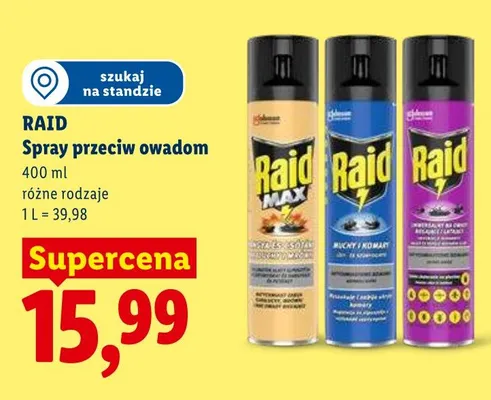 Spray przeciw owadom Raid Max promocja w Lidl