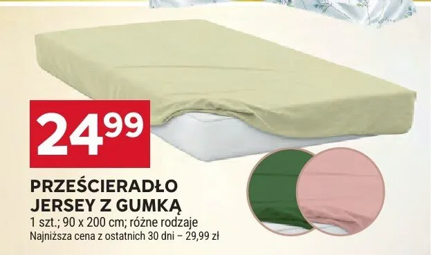 Prześcieradło Jersey z gumką 90x200cm promocja w Stokrotka