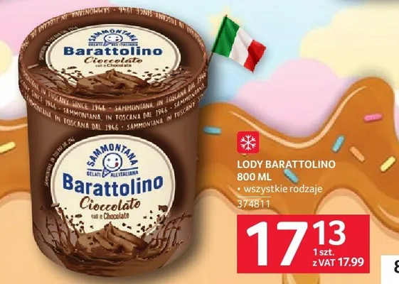 Lody Barattolino Sammontana wszystkie rodzaje promocja w Selgros