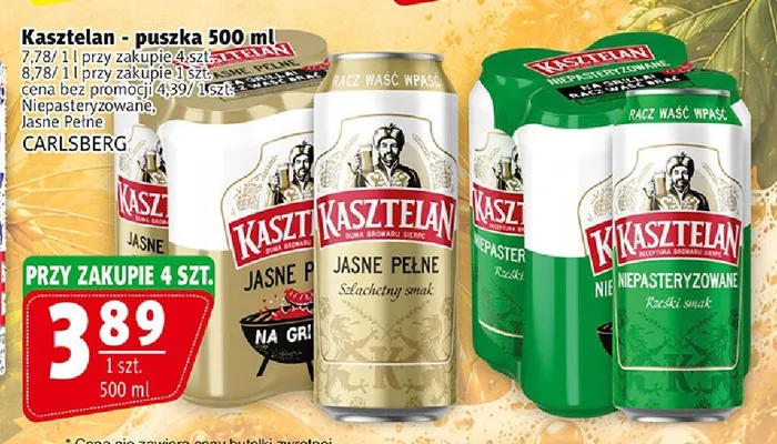 Piwo Kasztelan Niepasteryzowane promocja w Prim Market